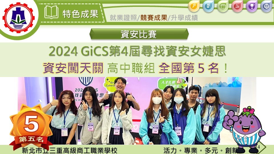 女婕思第五名